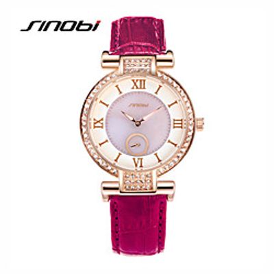 SINOBI Women's Wrist Watch Diamond Watch Quartz Ladies Water Resistant / Waterproof Leather Purple Analog - Purple Green Two Years Battery Life / Sony-SR626SW miniinthebox