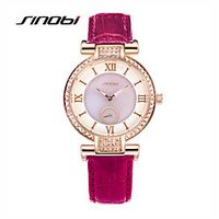 SINOBI Women's Wrist Watch Diamond Watch Quartz Ladies Water Resistant / Waterproof Leather Purple Analog - Purple Green Two Years Battery Life / Sony-SR626SW miniinthebox - thumbnail