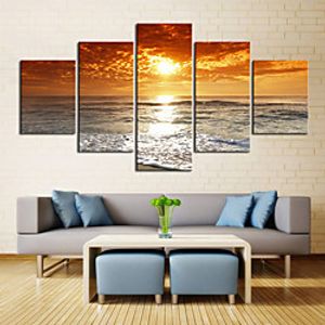 5 Panels Wall Art Canvas Prints Painting Artwork Picture Landscape Sea Sunset Home Decoration Decor Rolled Canvas No Frame Unframed Unstretched Lightinthebox