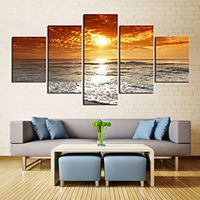 5 Panels Wall Art Canvas Prints Painting Artwork Picture Landscape Sea Sunset Home Decoration Decor Rolled Canvas No Frame Unframed Unstretched Lightinthebox - thumbnail