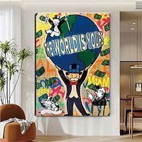 Handmade Hand Painted Oil Painting Wall Modern Abstract Painting Alec Monopoly Street Art Money Canvas Painting Home Decoration Decor Rolled Canvas No Frame Unstretched miniinthebox - thumbnail