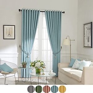 Two Panel Simple Style Solid Color Imitation Cotton Velvet Curtain Living Room Bedroom Dining Room Children's Room Study Curtain miniinthebox