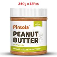 Pintola Peanut Butter - Organic Creamy (Unsweetened) 340g (Pack Of 12)