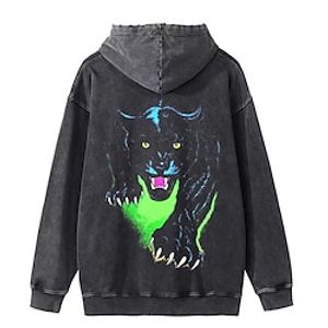 Men's Pullover Hoodie Sweatshirt Green Dark Gray Gray Hooded Animal Bear Graphic Prints Print Daily Sports 3D Print Basic Streetwear Designer Spring   Fall Clothing Apparel Hoodies Sweatshirts  miniinthebox