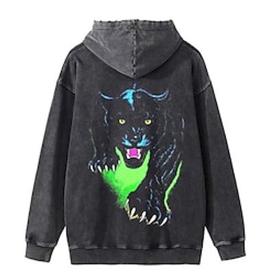 Men's Pullover Hoodie Sweatshirt Green Dark Gray Gray Hooded Animal Bear Graphic Prints Print Daily Sports 3D Print Basic Streetwear Designer Spring   Fall Clothing Apparel Hoodies Sweatshirts  miniinthebox