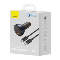 Baseus Qualcomm Quick Charge 5 Technology Multi-Port Fast Charge Car Charger & 1m Cable - Black - thumbnail