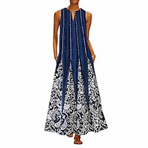 Women's Shift Dress Maxi long Dress 9632-1 9632-2 9632-3 9632-4 9632-5 9632B-1 9632B-2 9632B-3 9632C-1 9632C-2 Sleeveless Pattern Spring Summer Casual  Daily Cotton 2021 S M L XL 2XL 3XL 4XL 5XL Lightinthebox