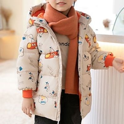 Toddler Boys Puffer Jacket Outerwear Graphic Long Sleeve Coat Outdoor Adorable Daily Forest Green navy blue rocket Tibetan blue car Fall Winter 3-7 Years Lightinthebox