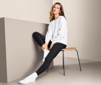 Womens Printed Leggings  Black - thumbnail