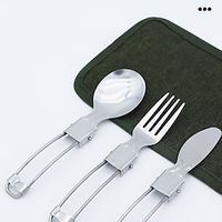 Camping Cookware Mess Kit Set Portable Foldable Multi-function Durable 304 stainless steel for Outdoor Fishing Camping Outdoor Picnic Silver Dark Silver miniinthebox - thumbnail