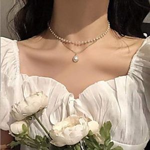 Women's Pendant Necklace Necklace Double Layered Simple Fashion European Sweet Imitation Pearl Alloy Gold Silver 30-50 cm Necklace Jewelry For Party Evening Street Prom Birthday Party Festival Lightinthebox