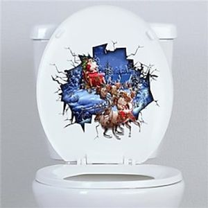 Christmas Santa Claus Toilet Decoration Wall Sticker Self-Adhesive Bathroom Toilet Sticker miniinthebox