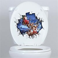 Christmas Santa Claus Toilet Decoration Wall Sticker Self-Adhesive Bathroom Toilet Sticker miniinthebox - thumbnail