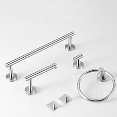3456piecesSet Bathroom Hardware Set Accessories Kit Brushed Stainless Steel Round Wall Rack Hand Bar Toilet Roll Paper Holder Robe Towel Hook Lightinthebox
