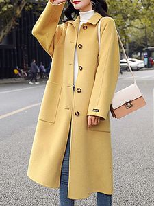 Fold-Over Collar Plain Outerwear
