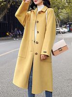 Fold-Over Collar Plain Outerwear - thumbnail