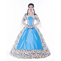 Maria Antonietta Retro Vintage Rococo 18th Century Vacation Dress Dress Masquerade Prom Dress Women's Satin Costume Blue Vintage Cosplay Party Prom Long Sleeve Floor Length Ball Gown Plus Size miniinthebox - thumbnail