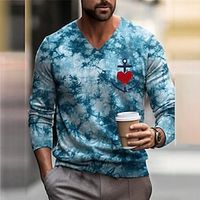 Tie Dye Graffiti Casual Men's Knitting Print Pullover Sweater Jumper Knitwear Outdoor Daily Vacation Long Sleeve V Neck Sweaters Blue Army Green Fall Winter S M L Sweaters Lightinthebox - thumbnail