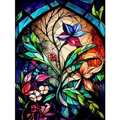 1pc Floral DIY Diamond Painting Glass Crystal Painted Multicolor Flowers Diamond Painting Handcraft Home Gift Without Frame miniinthebox