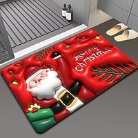 Christmas Rug Xmas Bath Mat,3D Optical Illusion Non Slip Quick Dry Super Absorbent Thin Rugs Fit Under Door Washable Floor Mats for in Front of Bathtub,Shower Room miniinthebox - thumbnail