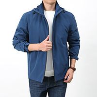 Men's Hoodie Jacket Hiking Windbreaker Military Tactical Jacket Outdoor Thermal Warm Windproof Quick Dry Lightweight Outerwear Trench Coat Top Skiing Ski  Snowboard Fishing Denim Blue Grey Black Lightinthebox - thumbnail