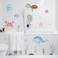 Marine Animal Wall Stickers Self-Adhesive Cartoon Bathroom Living Room Bedroom Decorative Wall Stickers. miniinthebox - thumbnail