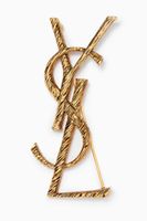 Opyum Monogram Brooch in Texturized Metal