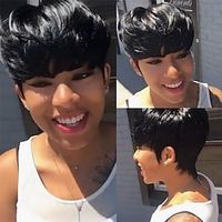 Short Pixie Cut Wigs for Women Human Hair Black Wig with Bangs Layered Wigs Human Hair Glueless 1B Color Lightinthebox - thumbnail