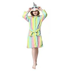 Kid's Kigurumi Pajamas Cartoon Onesie Pajamas Flannel Fabric Rainbow Cosplay For Boys and Girls Animal Sleepwear Cartoon Festival / Holiday Costumes / Waist Belt miniinthebox