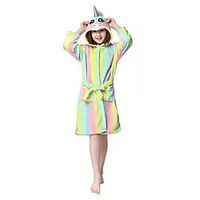 Kid's Kigurumi Pajamas Cartoon Onesie Pajamas Flannel Fabric Rainbow Cosplay For Boys and Girls Animal Sleepwear Cartoon Festival / Holiday Costumes / Waist Belt miniinthebox - thumbnail