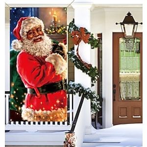 Christmas Santa Door Covers Door Tapestry Door Curtain Decoration Xmas Backdrop Door Banner for Front Door Christmas Holiday Party Decor Supplies miniinthebox