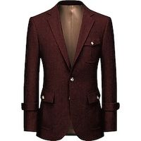 Men's Tweed Herringbone Blazer Jacket Vintage Plus Size Regular Tailored Fit Single Breasted Two-buttons ArmyGreen grey blue Black White Burgundy 2023 Lightinthebox - thumbnail