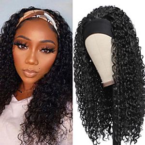 Headband Wig Kinky Curly Full Machine Made Wigs Synthetic Hair Wigs For Black Women Curl Hair Daily Wig With Headband miniinthebox