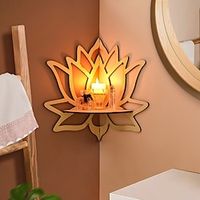 Innovative Minimalist Wall-mounted Display Shelf - Raw Wood Color Lotus-shaped Wall Decoration, Hand-assembled Graffiti-style Wooden Small Storage Shelf, Nail-free Design for Easy Installation Lightinthebox