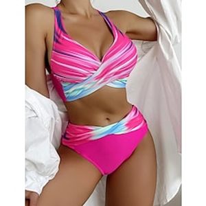 Women's Swimwear Bikini Normal Swimsuit 2 Piece Printing Graphic Rose Red Bathing Suits Sports Beach Wear Summer Lightinthebox