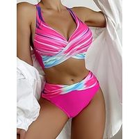 Women's Swimwear Bikini Normal Swimsuit 2 Piece Printing Graphic Rose Red Bathing Suits Sports Beach Wear Summer Lightinthebox - thumbnail