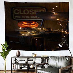 Halloween Wall Tapestry Art Decor Blanket Curtain Hanging Home Bedroom Living Room Decoration Psychedelic Haunted Scary Pumpkin Skull Skeleton Bat Castle Grim Reaper Polyester miniinthebox