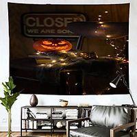 Halloween Wall Tapestry Art Decor Blanket Curtain Hanging Home Bedroom Living Room Decoration Psychedelic Haunted Scary Pumpkin Skull Skeleton Bat Castle Grim Reaper Polyester miniinthebox - thumbnail