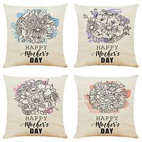 Mother's Day Cushion Cover 4PCS Linen Soft Decorative Square Throw Pillow Cover Cushion Case Pillowcase for Sofa Bedroom 45 x 45 cm (18 x 18 Inch) Superior Quality Machine Washable Lightinthebox - thumbnail