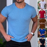 Men's Summer Shirt T shirt Tee Crew Neck Short Sleeve Sports  Outdoor Vacation Going out Casual Daily Soft Plain Black White Activewear Fashion Sport Lightinthebox - thumbnail