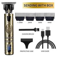 Hair Clippers for Men oupool Professional Cordless Hair Trimmer - Electric T-Blade Beard Trimmer Shaver Edgers Zero Gapped Mens Grooming Kit Rechargeable LCD Hair Cutting Kit - Gifts for Men(Gold) Lightinthebox - thumbnail