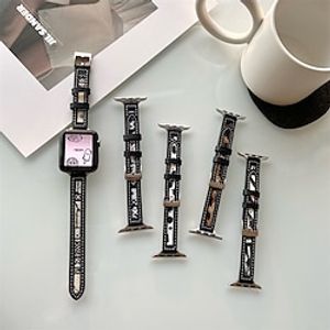 1pc Smart Watch Band Compatible with Apple iWatch 38/40/41mm 42/44/45mm Genuine Leather Canvas Adjustable Breathable Quick Release Leather Loop for iWatch Smartwatch Strap Wristband for Series 7 / SE miniinthebox