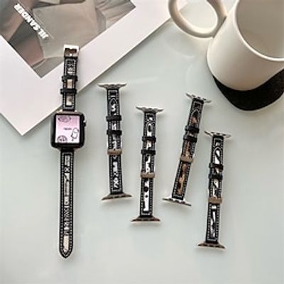1pc Smart Watch Band Compatible with Apple iWatch 38/40/41mm 42/44/45mm Genuine Leather Canvas Adjustable Breathable Quick Release Leather Loop for iWatch Smartwatch Strap Wristband for Series 7 / SE miniinthebox