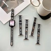 1pc Smart Watch Band Compatible with Apple iWatch 38/40/41mm 42/44/45mm Genuine Leather Canvas Adjustable Breathable Quick Release Leather Loop for iWatch Smartwatch Strap Wristband for Series 7 / SE miniinthebox - thumbnail