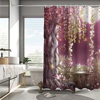 Full Moon Tree Flower Vine Swing Landscape Printing With Hook Shower Curtain Modern Polyester Mechanical Processing Waterproof Bathroom Lightinthebox