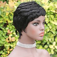 150% Short Curly Human Hair Wigs Pixie CutMachine Made Wigs Brazilian Hair Wigs Short Curly Wigs Natural Color Hair Capless Human Hair 6 Inch Lightinthebox - thumbnail