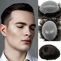 Men Toupee 100% Human Hair Thin Skin Base PU Poly Toupee Hair For Men 8x10 Inch Dark Brown Human Hair Lightinthebox