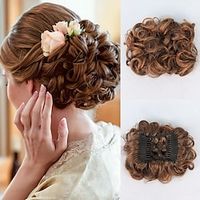 chignons Hair Bun Clip In Synthetic Hair Hair Piece Hair Extension Curly Classic Party Daily Wear Birthday Chestnut Brown miniinthebox - thumbnail