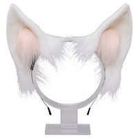 Hand-made Lolita Beast Ears Cosplay Fur Upright White Fox Ears Headband Christmas Party Wigs Lightinthebox - thumbnail