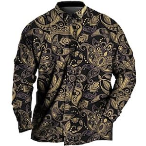 Men's Plus Size Shirt Big and Tall Graphic Prints Turndown Long Sleeve Spring  Summer Sports Fashion Streetwear Designer Outdoor Street Tops miniinthebox
